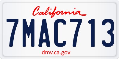CA license plate 7MAC713