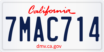 CA license plate 7MAC714