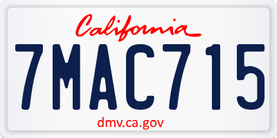 CA license plate 7MAC715