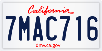 CA license plate 7MAC716