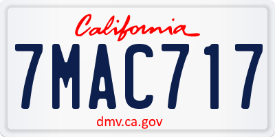 CA license plate 7MAC717