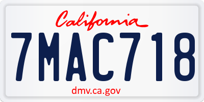 CA license plate 7MAC718
