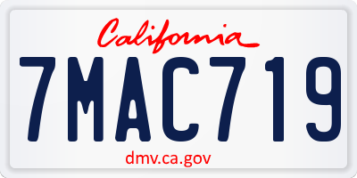 CA license plate 7MAC719