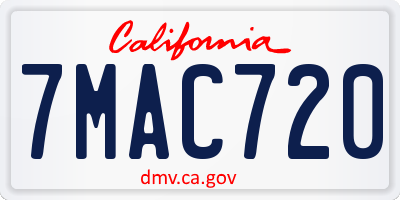 CA license plate 7MAC720