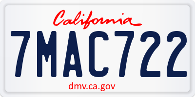 CA license plate 7MAC722