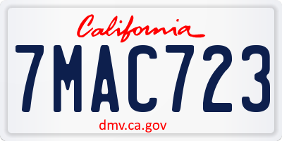 CA license plate 7MAC723