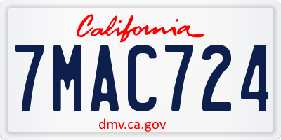 CA license plate 7MAC724