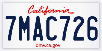 CA license plate 7MAC726