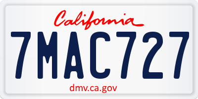 CA license plate 7MAC727