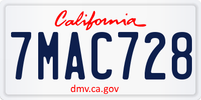 CA license plate 7MAC728