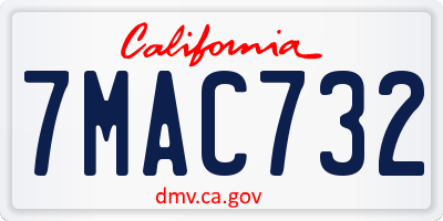 CA license plate 7MAC732