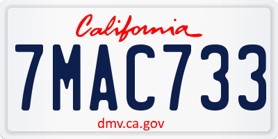 CA license plate 7MAC733