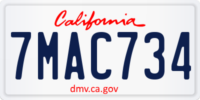 CA license plate 7MAC734