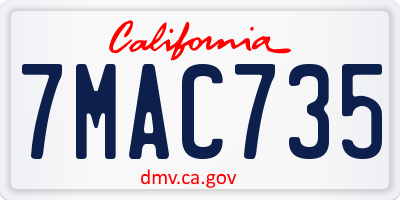 CA license plate 7MAC735