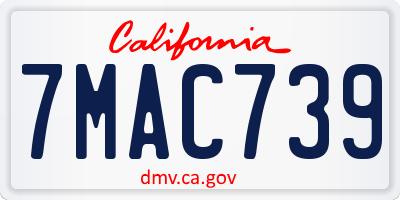 CA license plate 7MAC739