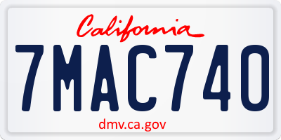CA license plate 7MAC740