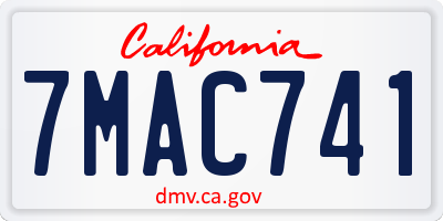 CA license plate 7MAC741