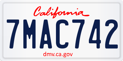 CA license plate 7MAC742