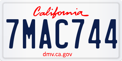 CA license plate 7MAC744
