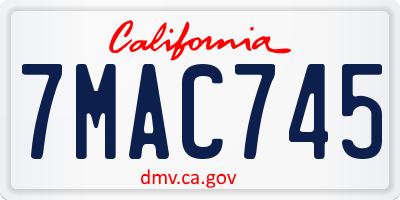 CA license plate 7MAC745