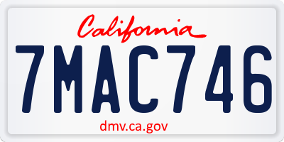 CA license plate 7MAC746