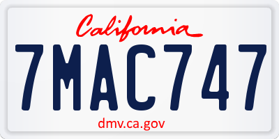 CA license plate 7MAC747