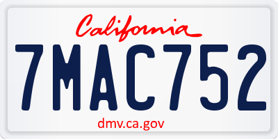 CA license plate 7MAC752