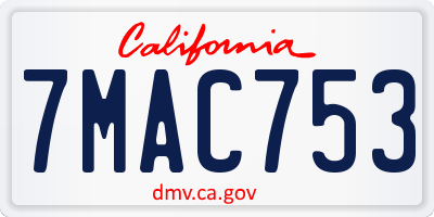 CA license plate 7MAC753