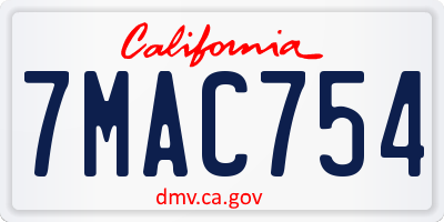CA license plate 7MAC754