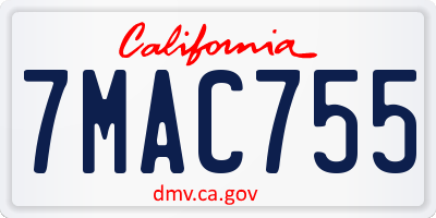 CA license plate 7MAC755