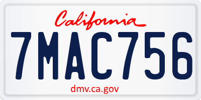 CA license plate 7MAC756
