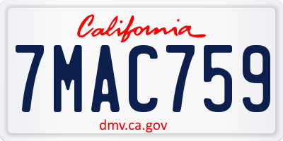CA license plate 7MAC759