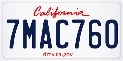 CA license plate 7MAC760