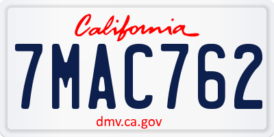 CA license plate 7MAC762