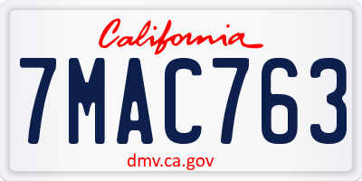 CA license plate 7MAC763