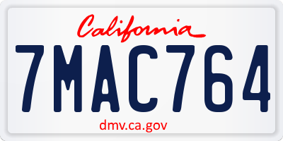 CA license plate 7MAC764