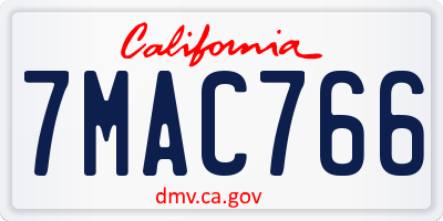 CA license plate 7MAC766