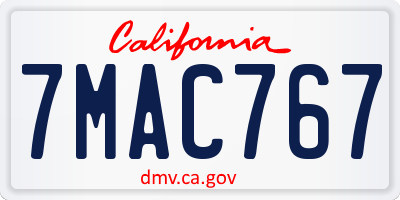 CA license plate 7MAC767