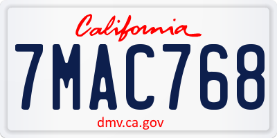 CA license plate 7MAC768
