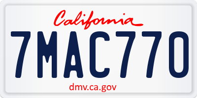 CA license plate 7MAC770