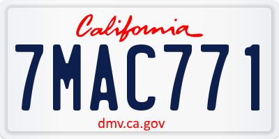 CA license plate 7MAC771