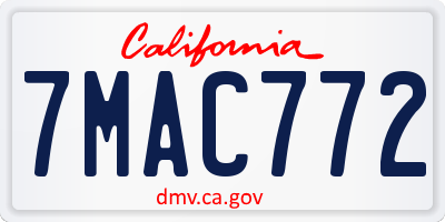 CA license plate 7MAC772