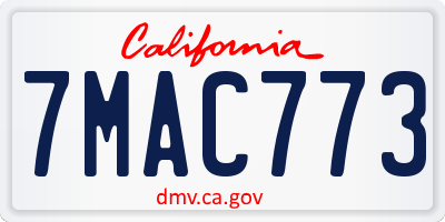 CA license plate 7MAC773