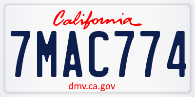 CA license plate 7MAC774