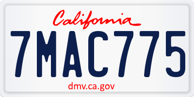 CA license plate 7MAC775