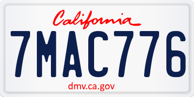 CA license plate 7MAC776
