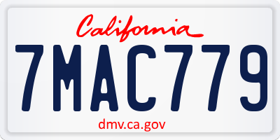 CA license plate 7MAC779