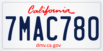 CA license plate 7MAC780