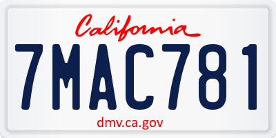 CA license plate 7MAC781