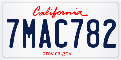 CA license plate 7MAC782